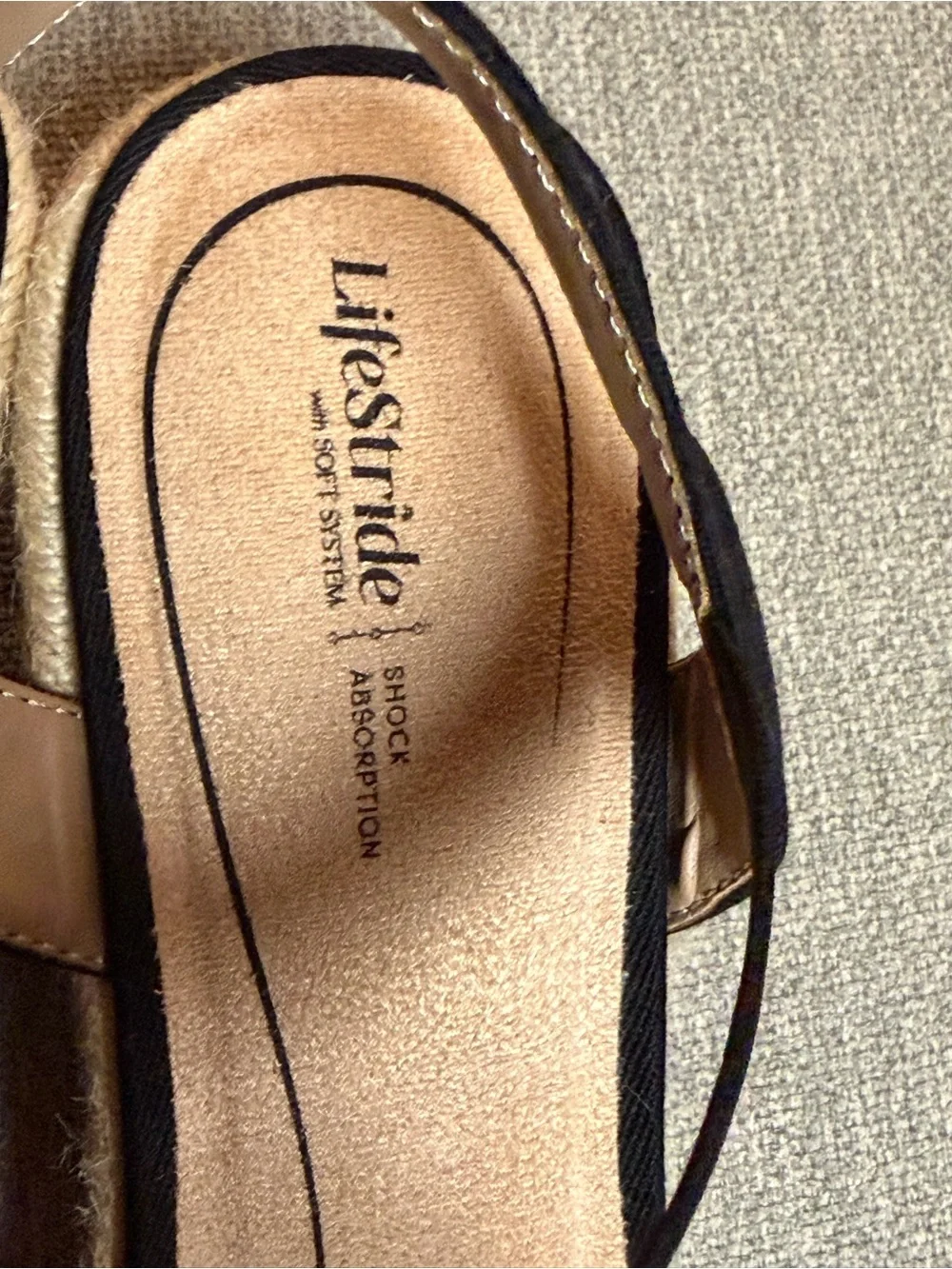 Life Stride Black Espadrille Wedge Sandals with Ankle Strap